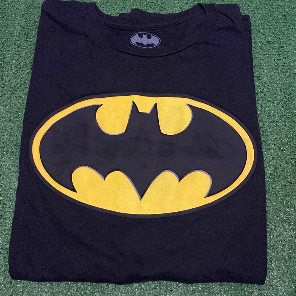 Classic Retro Batman Logo Tee Black Yellow Bat Symbol XXL